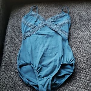 Blue lace leotard
